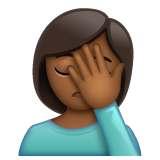 Bagaimana Woman Facepalming: Medium-Dark Skin Tone emoji terlihat di Whatsapp.