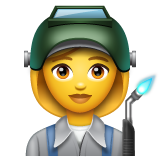 Hvordan Kvinnelig industriarbeider emoji ser ut på Whatsapp.