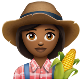 Bagaimana Woman Farmer: Medium-Dark Skin Tone emoji terlihat di Whatsapp.