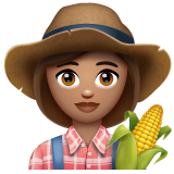 Bagaimana Woman Farmer: Medium Skin Tone emoji terlihat di Whatsapp.