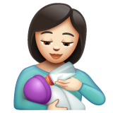 A quoi ressemblent les emoji Femme allaitant un bébé: peau claire sur Whatsapp.