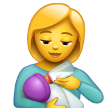 Hur Kvinna matar spädbarn emoji ser ut på Whatsapp.