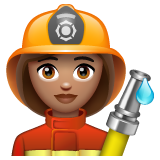 How Woman Firefighter: Medium Skin Tone emoji looks on Whatsapp.