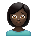 Hoe Fronsende vrouw: donkere huidskleur emoji eruit ziet op Whatsapp.