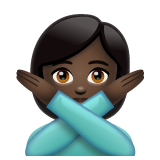 How Woman Gesturing NO: Dark Skin Tone emoji looks on Whatsapp.