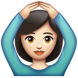 How Woman Gesturing OK: Light Skin Tone emoji looks on Whatsapp.