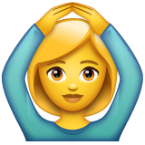 Hoe Vrouw die OK-gebaar maakt emoji eruit ziet op Whatsapp.