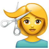 Bagaimana Woman Getting Haircut emoji terlihat di Whatsapp.