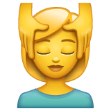 Hoe Vrouw die hoofdmassage krijgt emoji eruit ziet op Whatsapp.