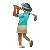 Como o emoji do Mulher golfista: pele morena escura é exibido no Whatsapp.