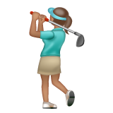 Bagaimana Woman Golfing: Medium Skin Tone emoji terlihat di Whatsapp.