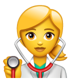 Como o emoji do Mulher profissional da saúde é exibido no Whatsapp.