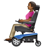 Bagaimana Woman in Motorized Wheelchair: Medium-Dark Skin Tone emoji terlihat di Whatsapp.