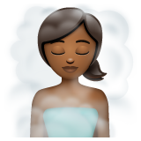 How Woman in Steamy Room: Medium-Dark Skin Tone emoji looks on Whatsapp.