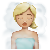 Como o emoji do Mulher na sauna: pele morena clara é exibido no Whatsapp.