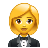 Bagaimana emoji Wanita berpakaian tuksedo kelihatan di Whatsapp.