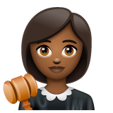 Bagaimana Woman Judge: Medium-Dark Skin Tone emoji terlihat di Whatsapp.