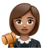 Bagaimana Woman Judge: Medium Skin Tone emoji terlihat di Whatsapp.