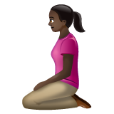 How Woman Kneeling: Dark Skin Tone emoji looks on Whatsapp.