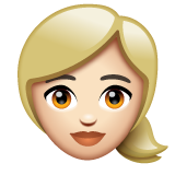 How Woman: Light Skin Tone, Blond Hair emoji looks on Whatsapp.