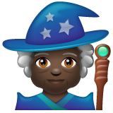 How Woman Mage: Dark Skin Tone emoji looks on Whatsapp.