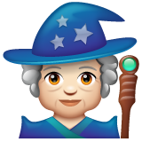 Bagaimana Woman Mage: Light Skin Tone emoji terlihat di Whatsapp.