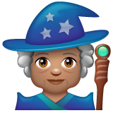 How Woman Mage: Medium Skin Tone emoji looks on Whatsapp.