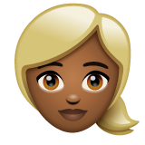 Hvordan Kvinne: hudtype 5, blond emoji ser ut på Whatsapp.