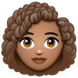 How Woman: Medium Skin Tone, Curly Hair emoji looks on Whatsapp.