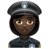 Bagaimana Woman Police Officer: Dark Skin Tone emoji terlihat di Whatsapp.