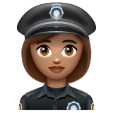 Como o emoji do Policial mulher: pele morena é exibido no Whatsapp.