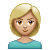 A quoi ressemblent les emoji Femme qui boude: peau moyennement claire sur Whatsapp.