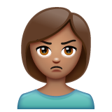 Hoe Pruilende vrouw: getinte huidskleur emoji eruit ziet op Whatsapp.