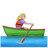 How Woman Rowing Boat: Medium-Light Skin Tone emoji looks on Whatsapp.