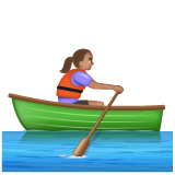 How Woman Rowing Boat: Medium Skin Tone emoji looks on Whatsapp.