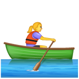 Bagaimana Woman Rowing Boat emoji terlihat di Whatsapp.