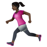 Bagaimana Woman Running: Dark Skin Tone emoji terlihat di Whatsapp.