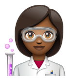 Bagaimana Woman Scientist: Medium-Dark Skin Tone emoji terlihat di Whatsapp.