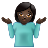 Bagaimana Woman Shrugging: Dark Skin Tone emoji terlihat di Whatsapp.