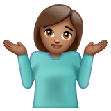 Bagaimana Woman Shrugging: Medium Skin Tone emoji terlihat di Whatsapp.