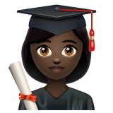 How Woman Student: Dark Skin Tone emoji looks on Whatsapp.