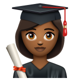 Bagaimana Woman Student: Medium-Dark Skin Tone emoji terlihat di Whatsapp.