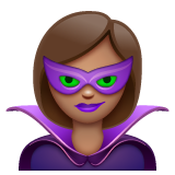 Bagaimana Woman Supervillain: Medium Skin Tone emoji terlihat di Whatsapp.