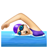 How Woman Swimming: Light Skin Tone emoji looks on Whatsapp.