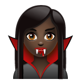 Bagaimana Woman Vampire: Dark Skin Tone emoji terlihat di Whatsapp.