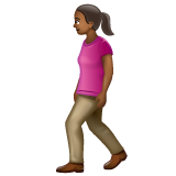 How Woman Walking: Medium-Dark Skin Tone emoji looks on Whatsapp.