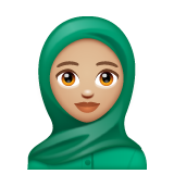 Hoe Vrouw met hoofddoek: lichtgetinte huidskleur emoji eruit ziet op Whatsapp.