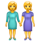 Como o emoji do Duas mulheres de mãos dadas é exibido no Whatsapp.