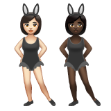 A quoi ressemblent les emoji Femmes avec des oreilles de lapin : peau claire et peau foncée sur Whatsapp.