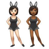 A quoi ressemblent les emoji Femmes avec des oreilles de lapin : peau claire et peau mate sur Whatsapp.